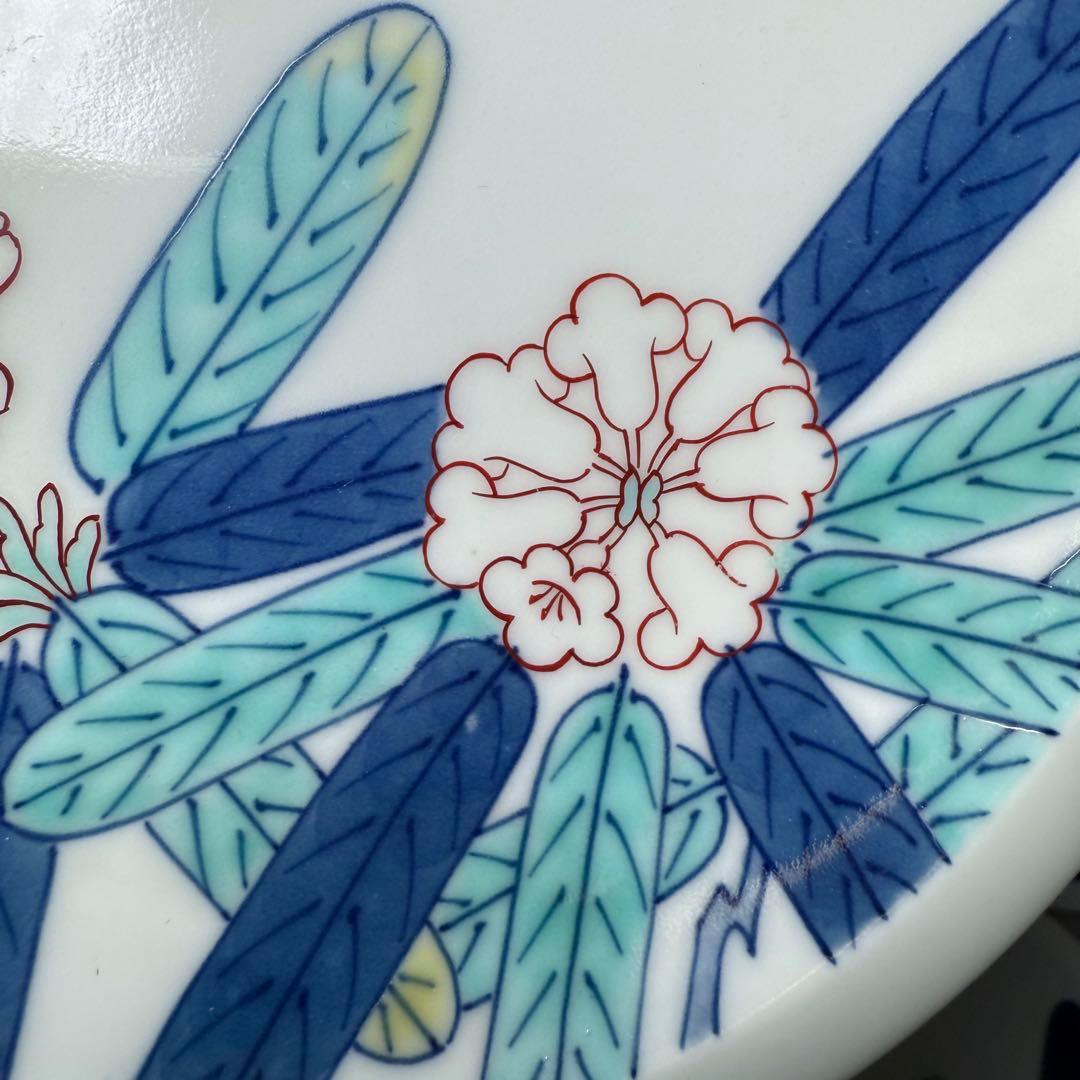 十二代　今泉今右衛門　錦石楠花画　果物皿　五枚　共箱　直径16.3cm