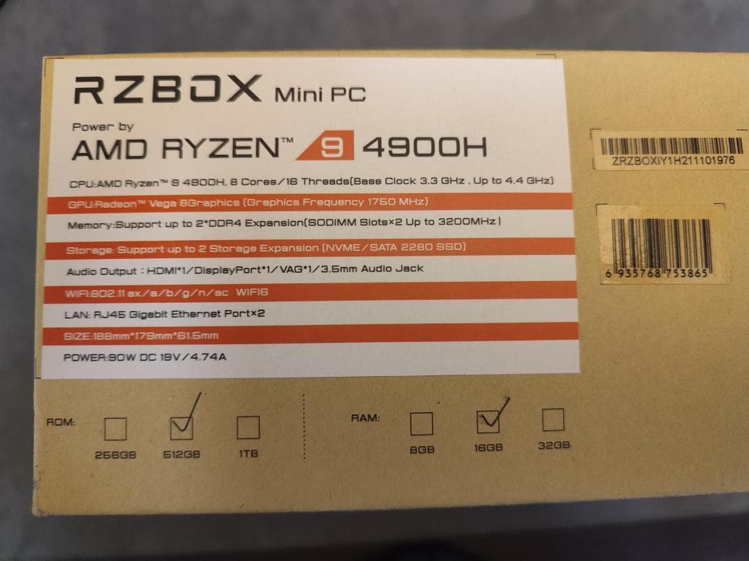 CHIWI ミニPC AMD RYZEN9 RZBOX 4900H