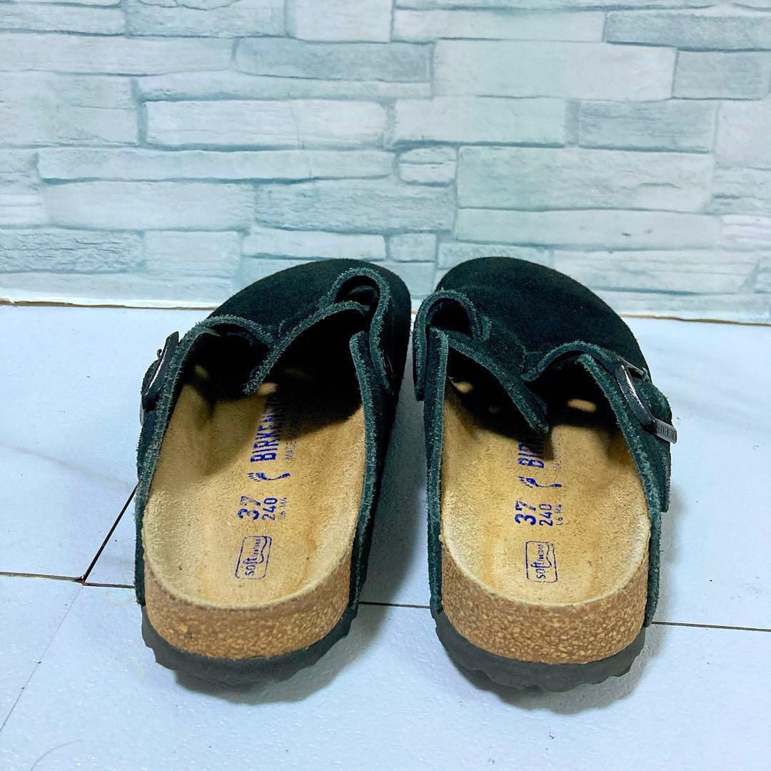 ビルケンシュトック ボストン サボサンダル 24 スエード ソフトヘッド 黒