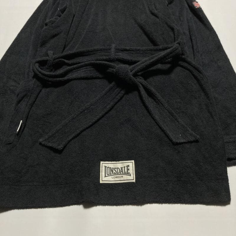 LONSDALE★ボクシングガウン バスローブ ワッペン パイル系タオル 黒 M