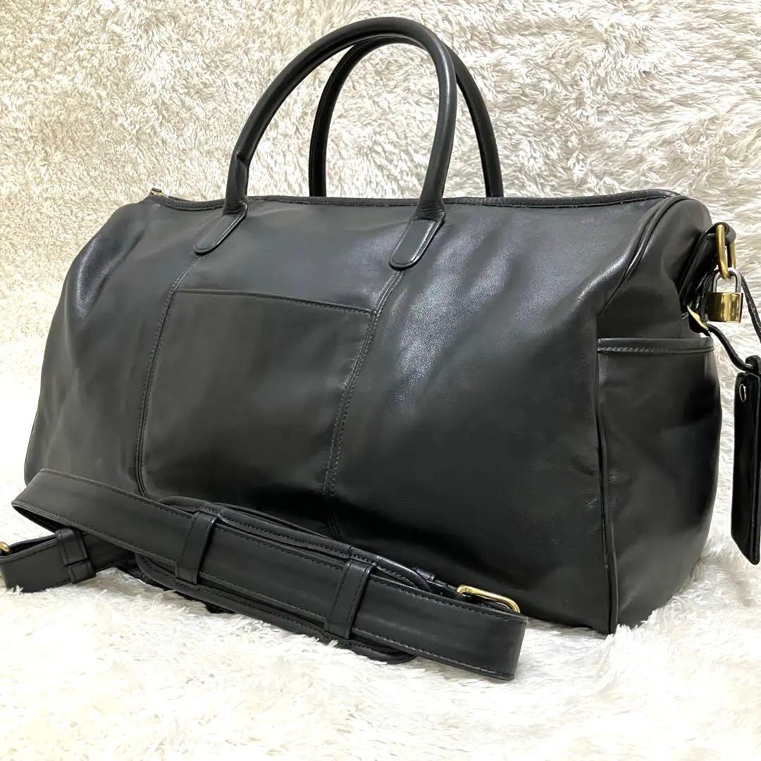 美品✨オールドコーチ USA製 ボストンバッグ レザー ブラック 2way