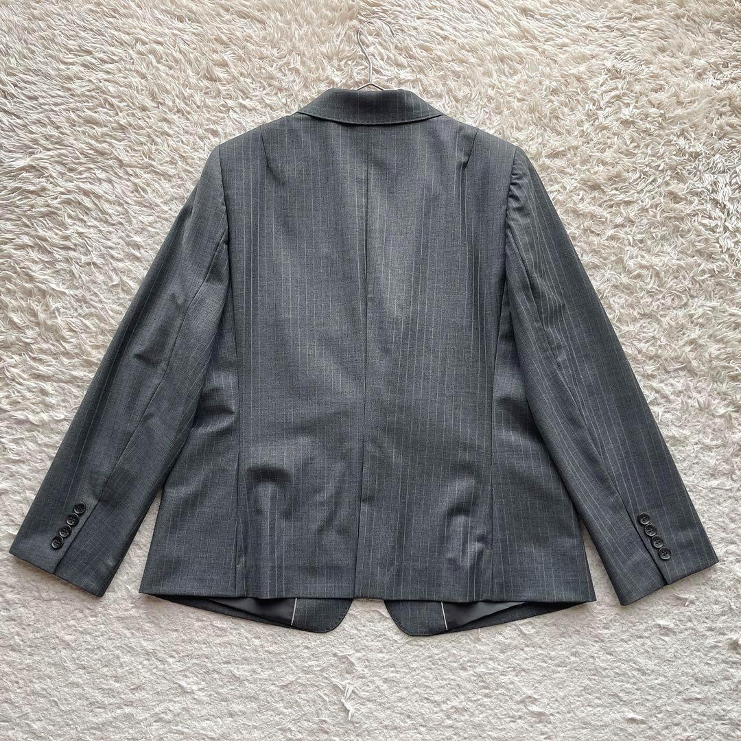 【大きいサイズ XL相当】23区 スカートスーツ ストライプ グレー ビジネス