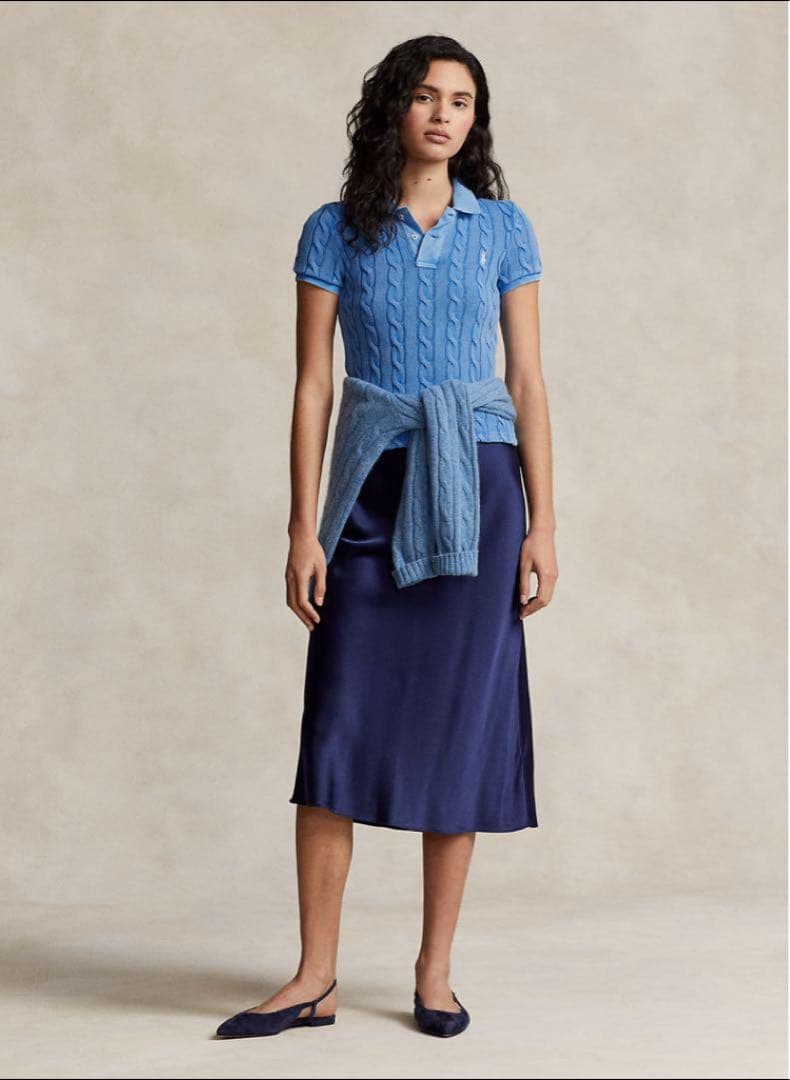 美品POLO RALPH LAURENラルフローレン ケーブルニット ポロシャツ