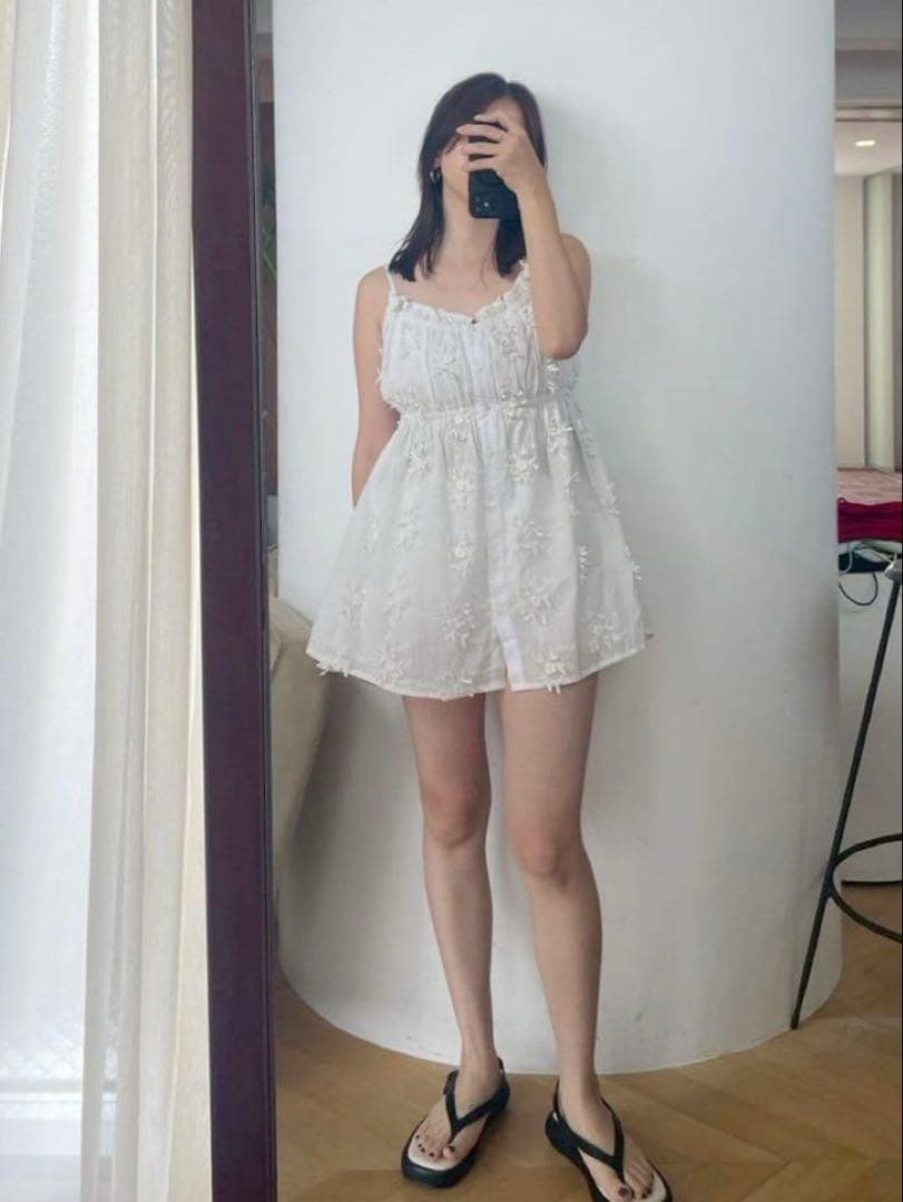 3D Embroideryチュニックキャミ ホワイト