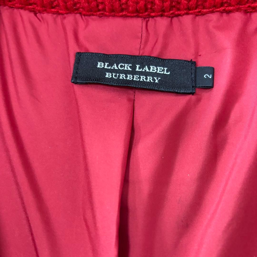 バーバリーブラックレーベル フード付き赤ニット ダッフルコート M 2way