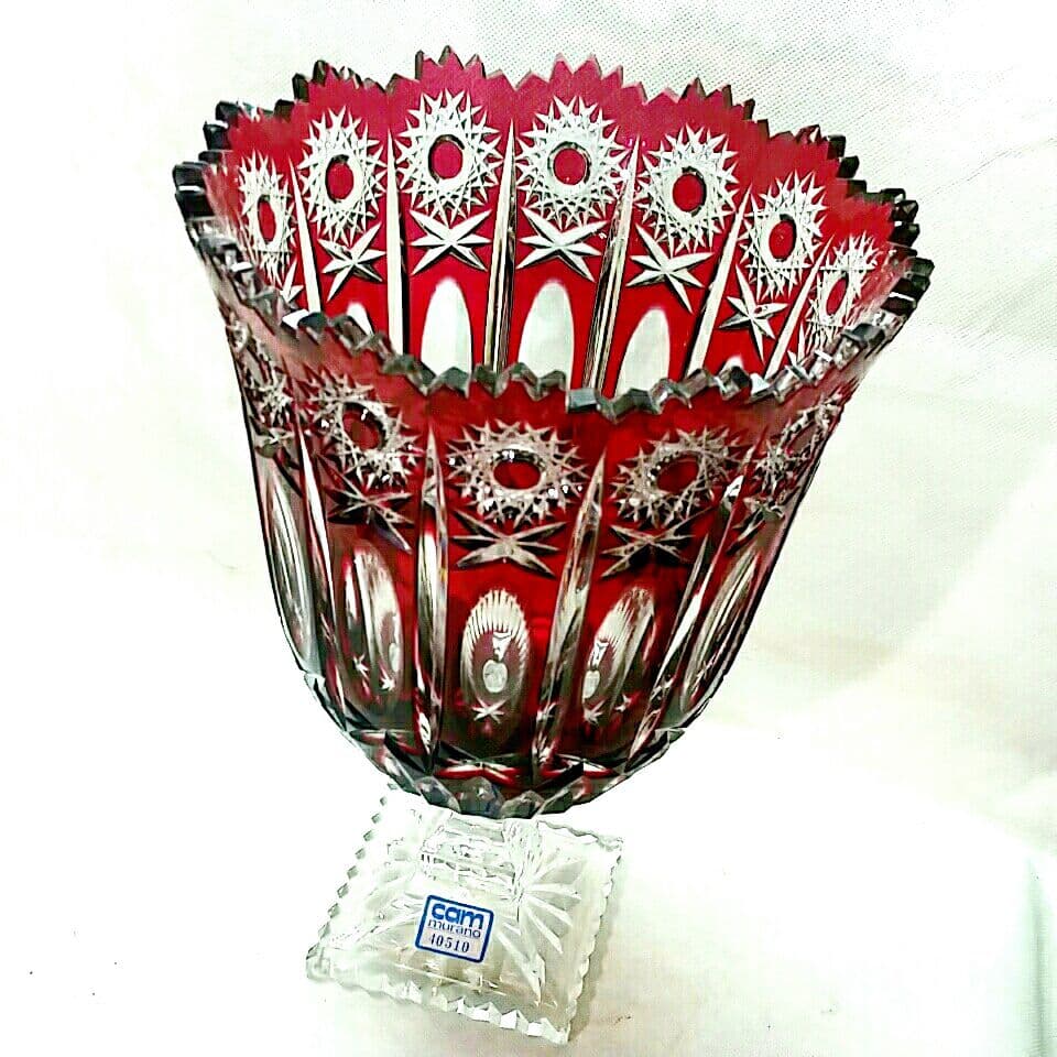 Murano Glass ムラノ カット 大型 花瓶