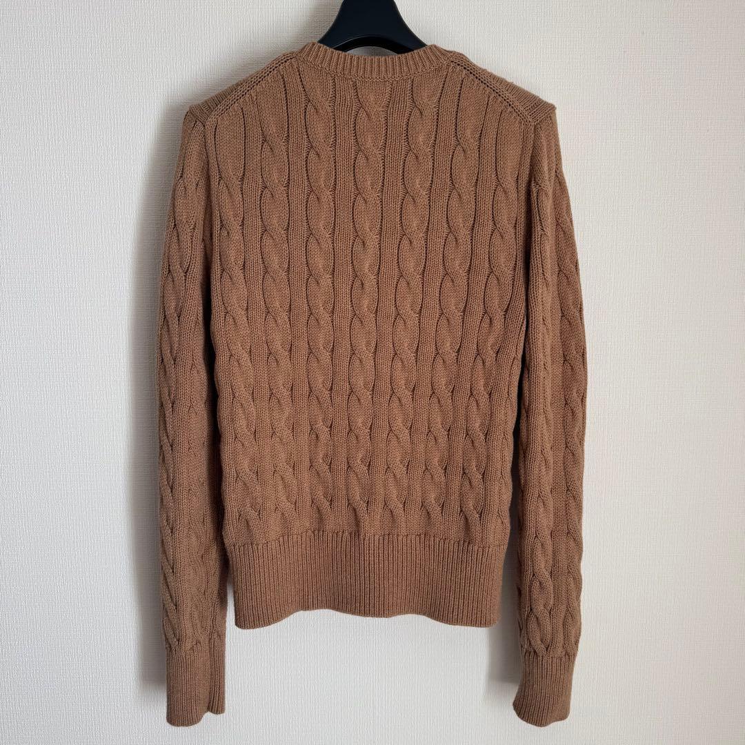 美品 ポロラルフローレン ケーブルニット コットン カーディガン キャメル SP