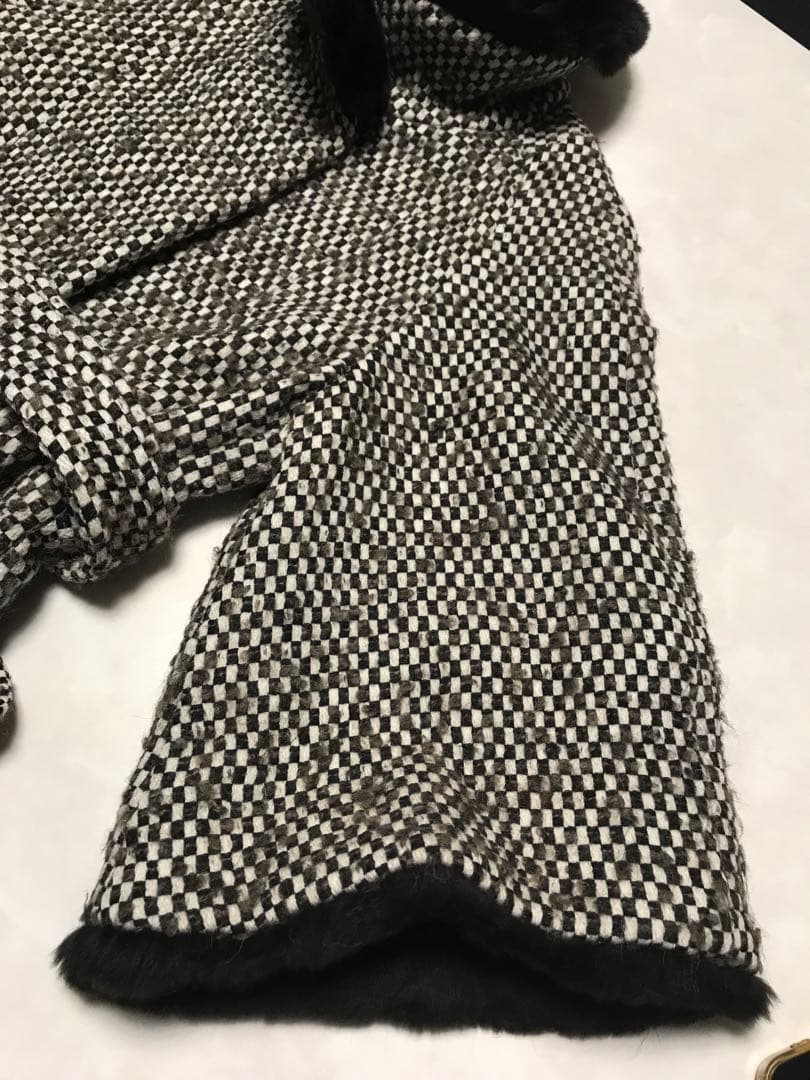 ARMANI COLLEZIONI イタリア製一松柄ファー付きコート 40