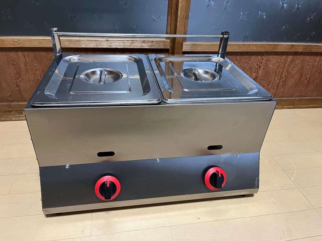 業務用2口卓上ガスフライヤー　2槽式　LPガス　油量10L×2 厨房機器