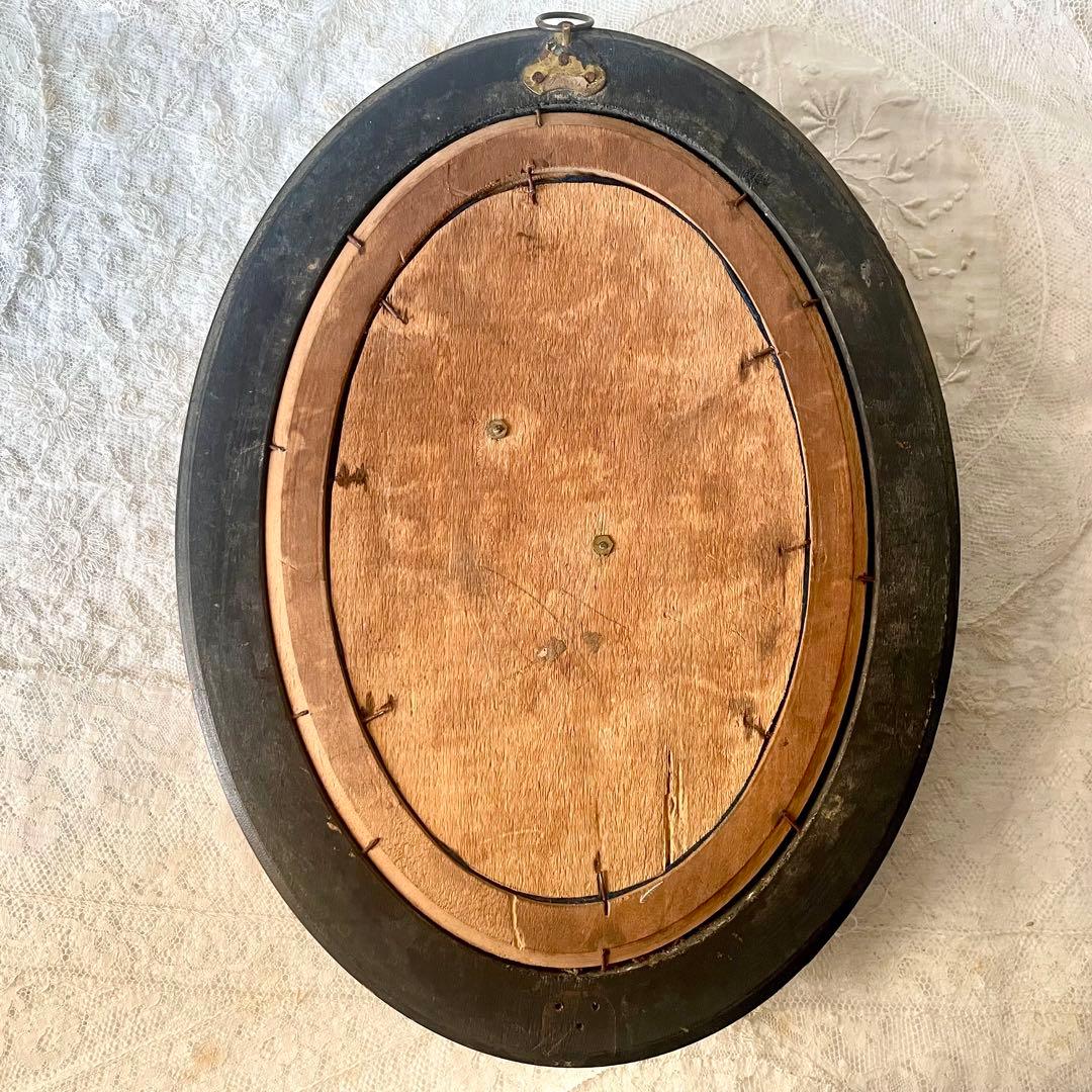 2人の天使のメダイヨン エンジェル フランスアンティーク オーバルフレーム彫刻