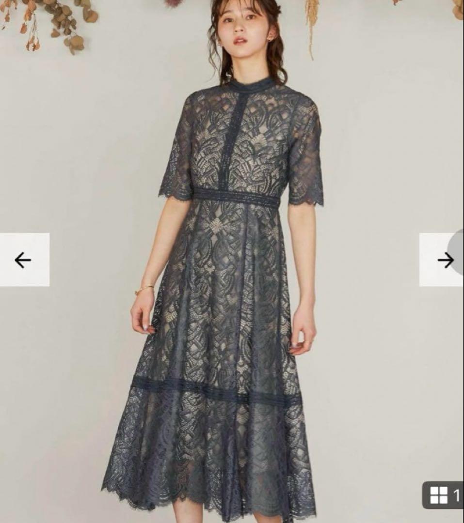 ドーリードール　ドレス　配色レース×ハシゴレース切り替えワンピース