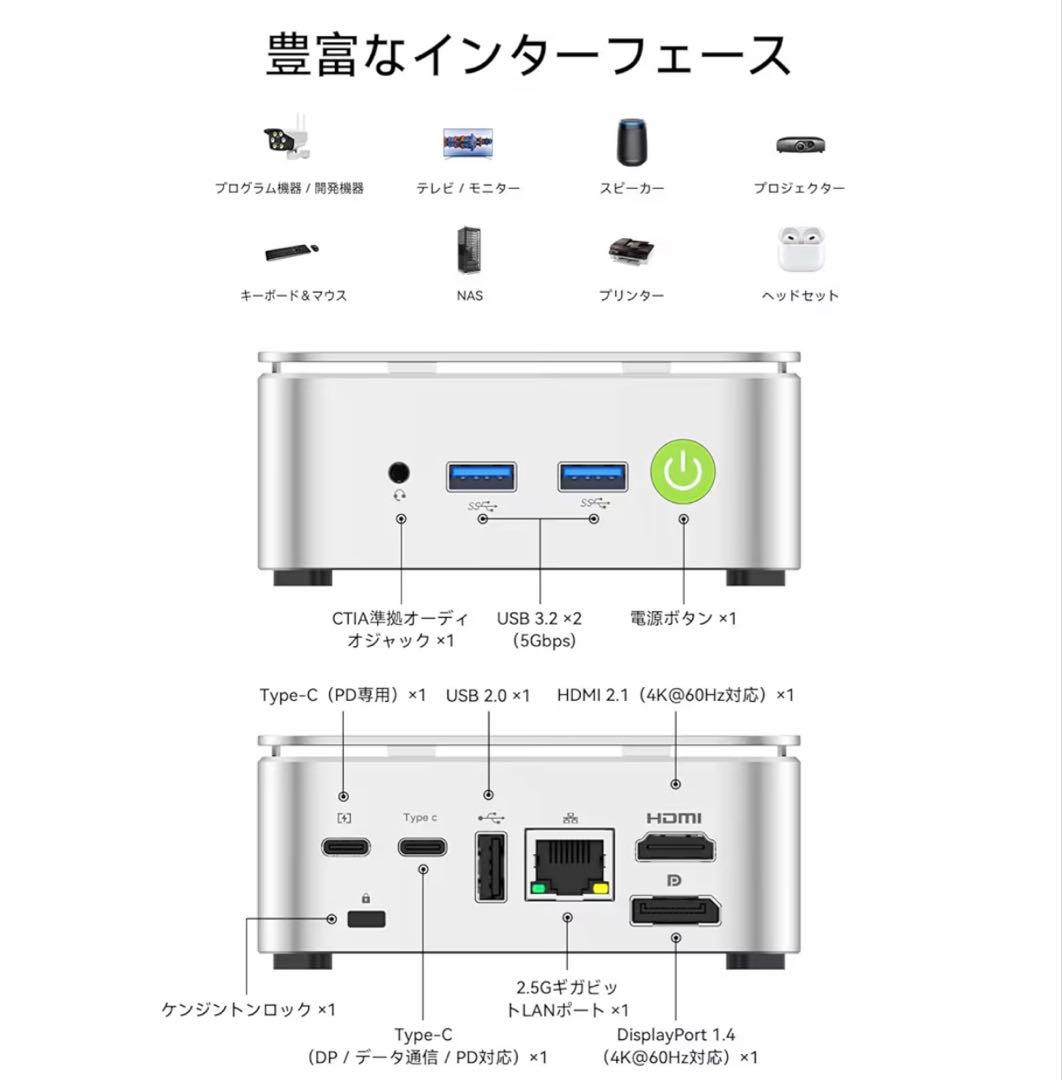 美品 GMKtec Nucbox G10 512GB (メモリ無し) ミニPC