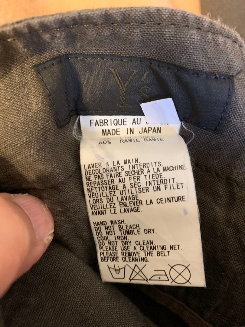 ワイズフォーメン（ヨウジヤマモト）パラフィンコートリネンラミーカーゴパンツ