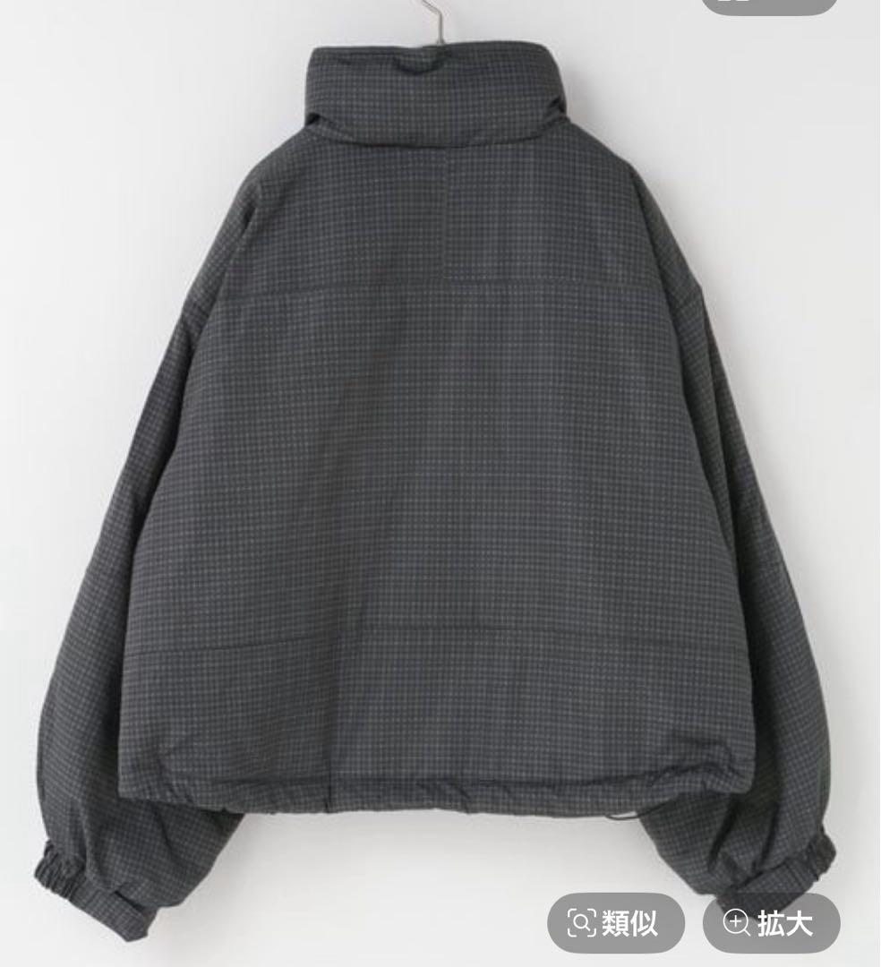 ローリーズファーム　チェックモンスターショートコート　グレー