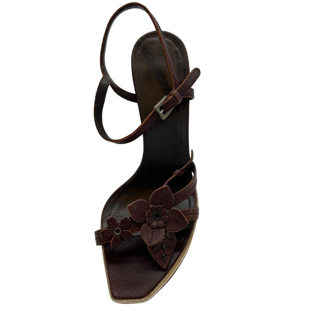 PRADA プラダ フラワーモチーフ サンダル ヒール　サイズ38　24cm