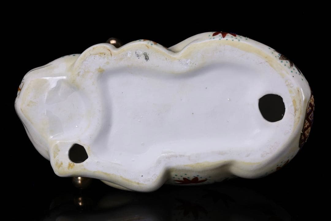 h*a様 【希少・美品】九谷焼 招き猫 眠り猫 金彩色絵 紅葉文 縁起物 骨董品