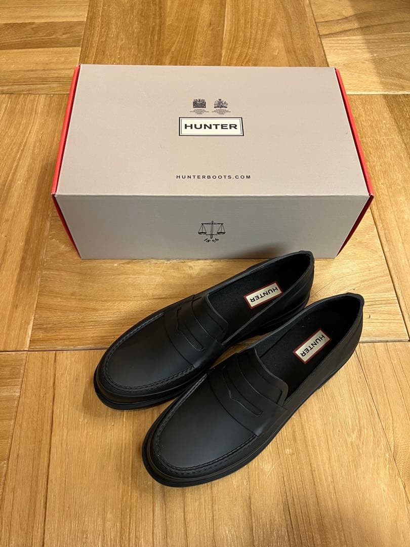 新品未使用　HUNTER メンズ　ローファー　レインシューズ　ブラック　UK7