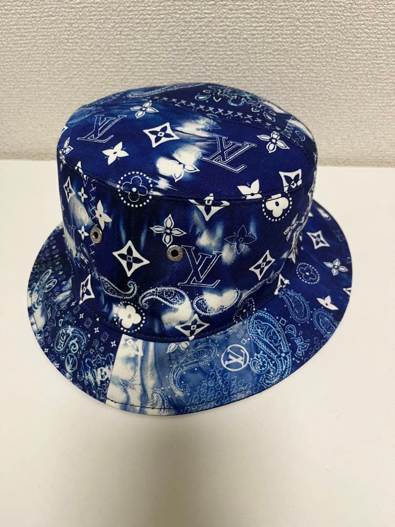 美品　ルイヴィトン バケハ　リバーシブル　ブルー　ネイビー