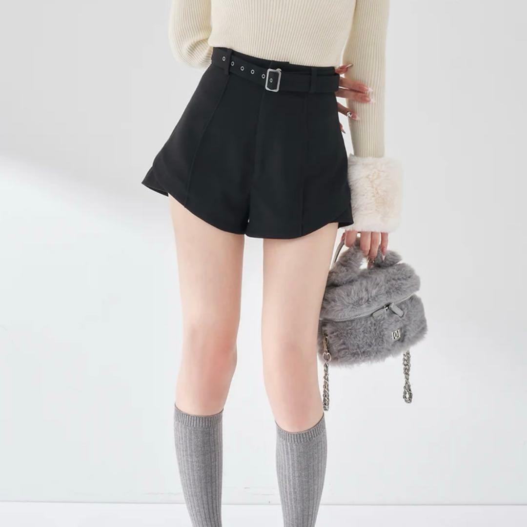 Darich サイドスリットハイウエストショートパンツ ブラック