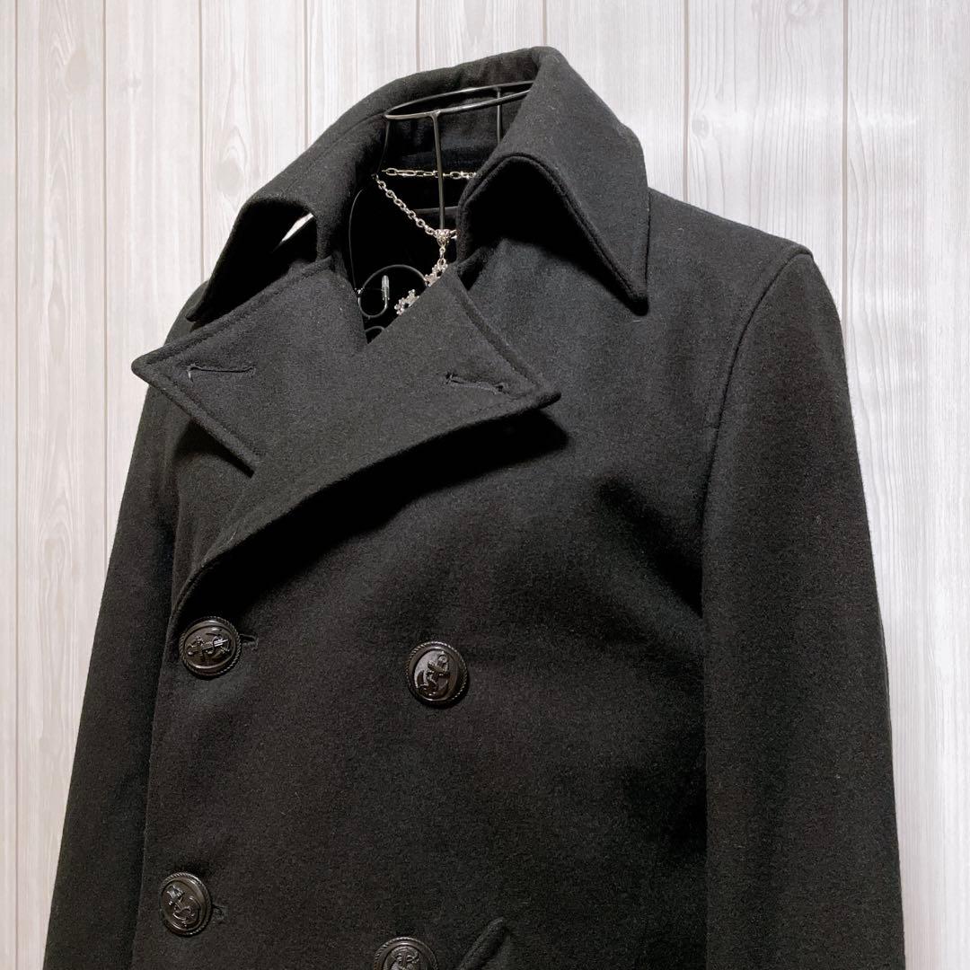 ピーコート ウール ジャケット 黒 平成ギャル y2k お兄系 グランジ パンク