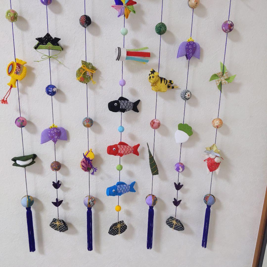 ちりめん細工　端午の節句の壁掛け下げ飾り(7下げ)