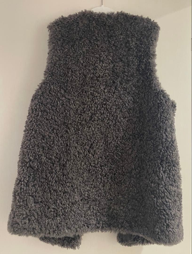 【美品】L'EQUIPE シープファーロングジレ チャコール完売品