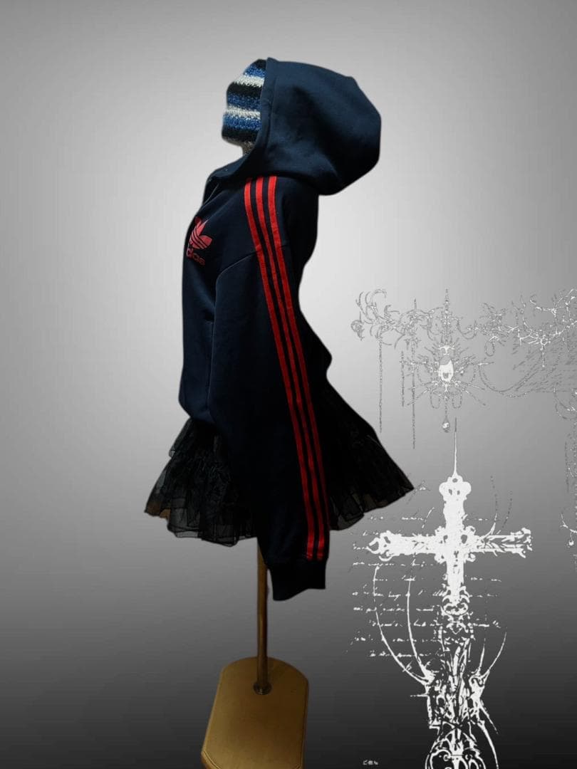 激レア90s adidasトレフォイルフロッキーパーカーy2kグランジ平成ギャル