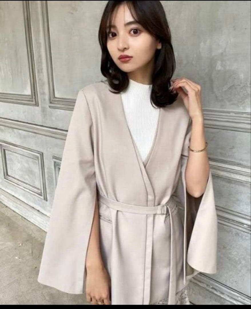 anuans レイヤードカラースリットスリーブジャケット ベージュ