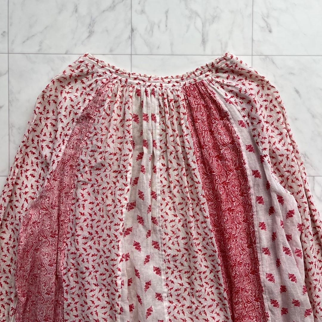 45R 小花柄 ×ペイズリー柄　パッチワーク チュニック コットン　日本製