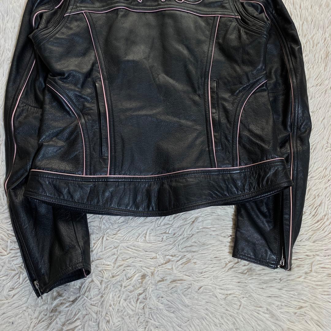 希少♡ハーレーダビッドソン シングルライダースジャケット ワッペン 刺繍