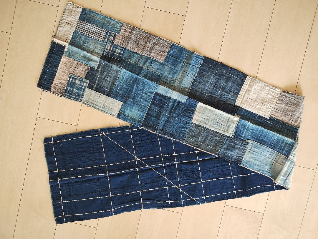 デニムパッチワーク　ストール　刺し子　襤褸　検kapitalキャピタル