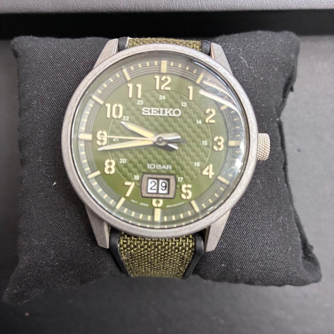 セイコー　クォーツ　メンズ　カーキベルト