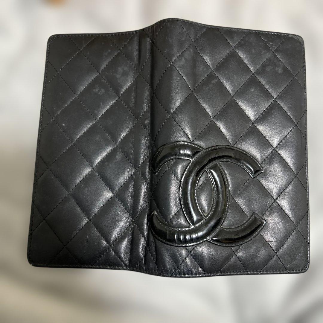 CHANEL ブラック カンボンライン 長財布