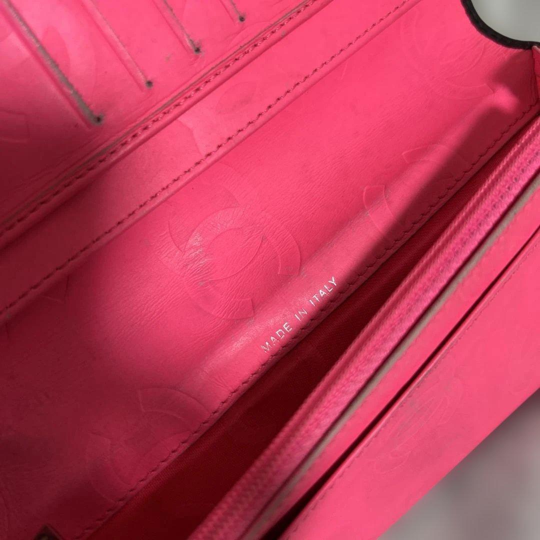 CHANEL ブラック カンボンライン 長財布