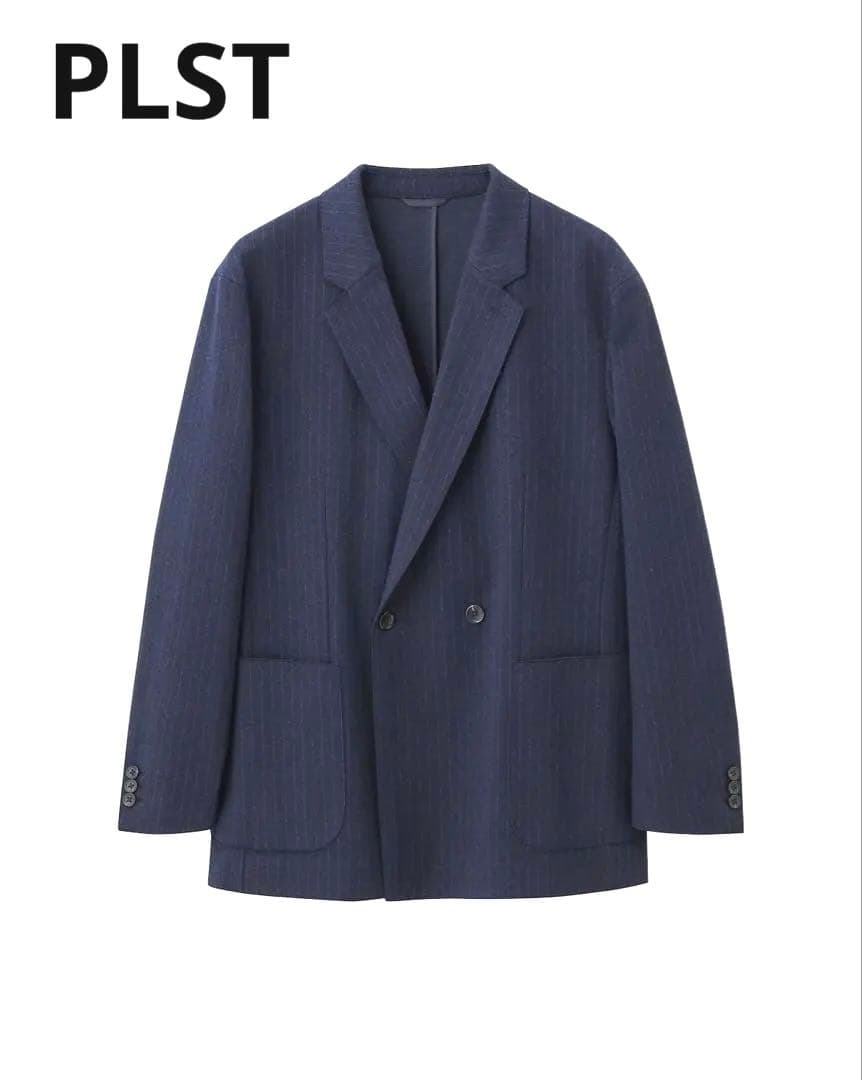 S*9様 プラステ　プレシャスニットメルトンダブルブレストジャケット Ｌ　ネイビ