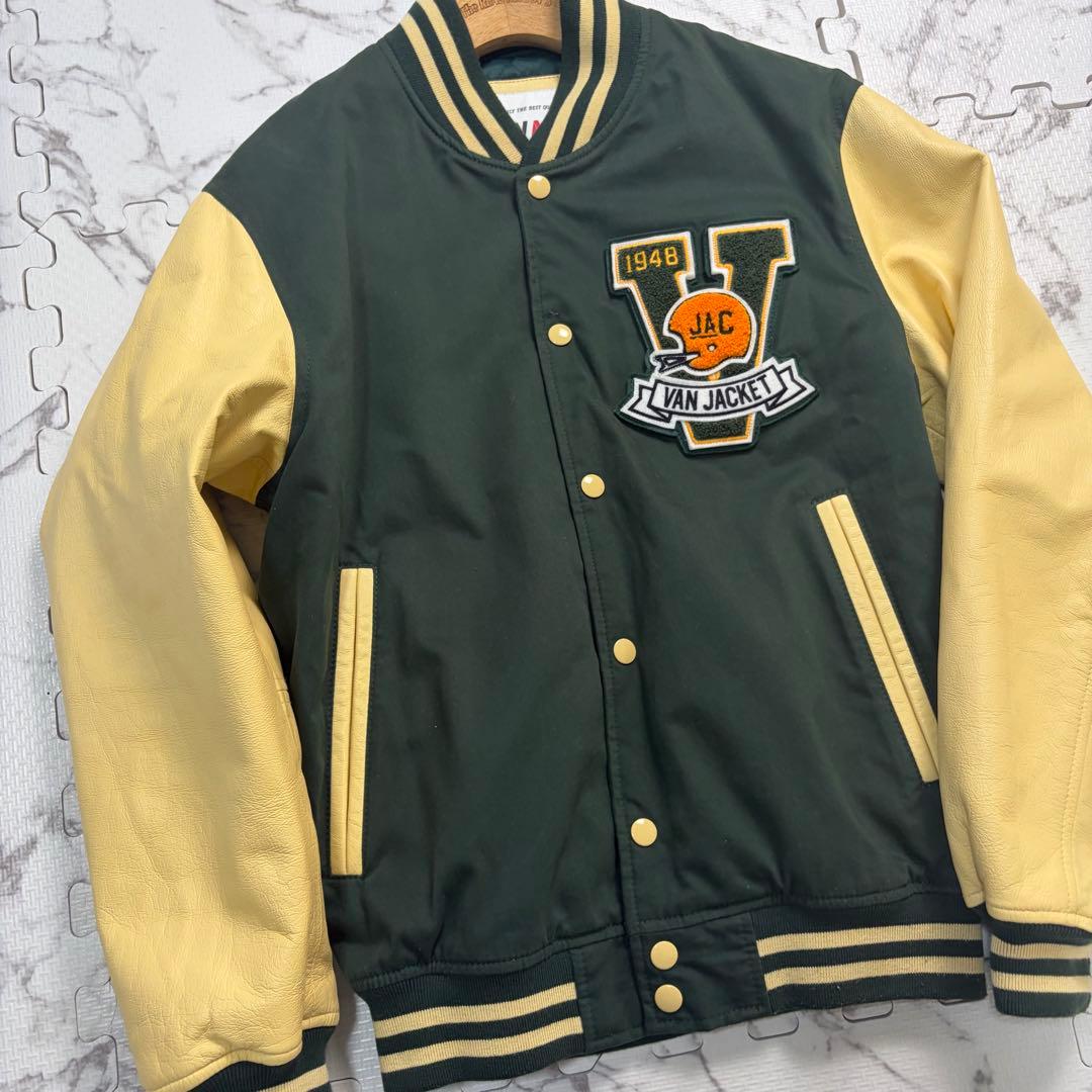 希少✨VAN JACKET スタジャン 緑 アーチロゴ ワッペン グリーン