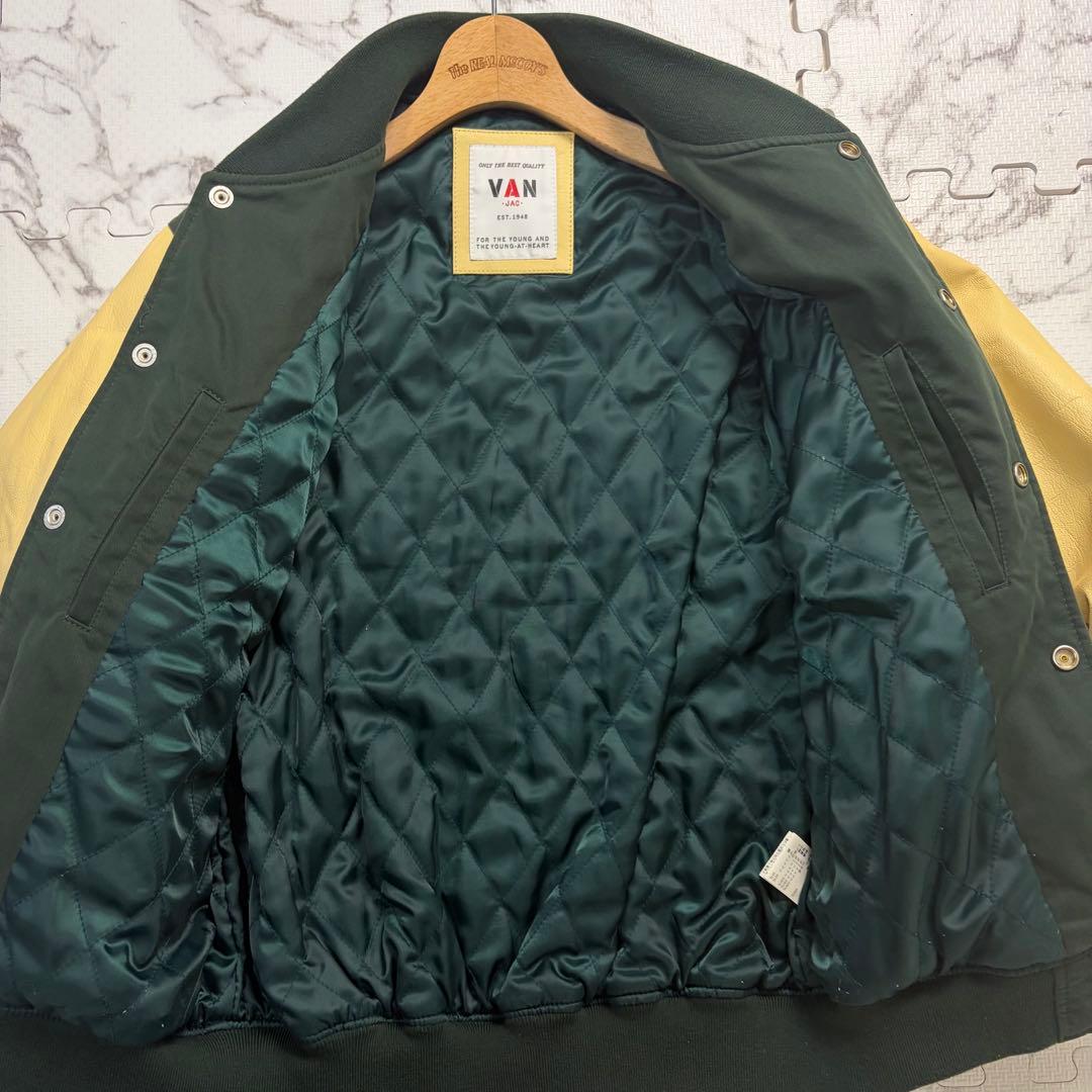 希少✨VAN JACKET スタジャン 緑 アーチロゴ ワッペン グリーン