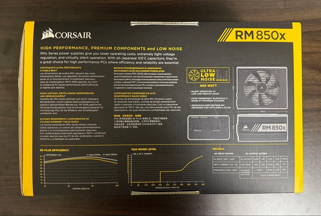 美品 CORSAIR 電源ユニット RM850x 80PLUS/GOLD 箱付き