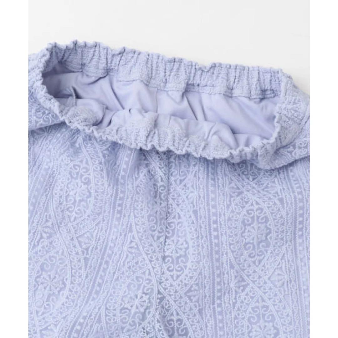 KBF シアーエンブロイダリーハーフパンツ ライトブルー