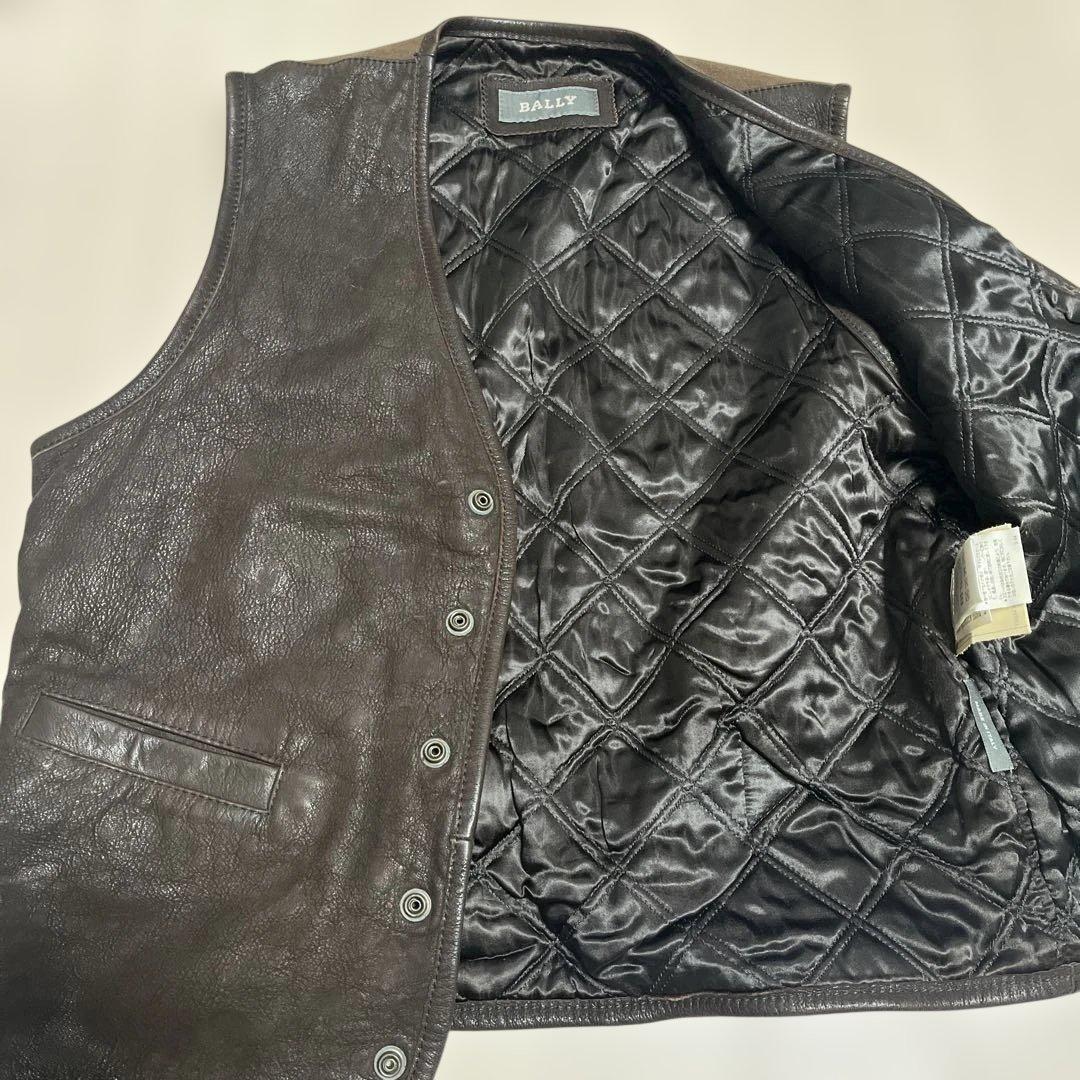 BALLY バリー　イタリア製　ヤギ革　レザーベスト　ダークブラウン