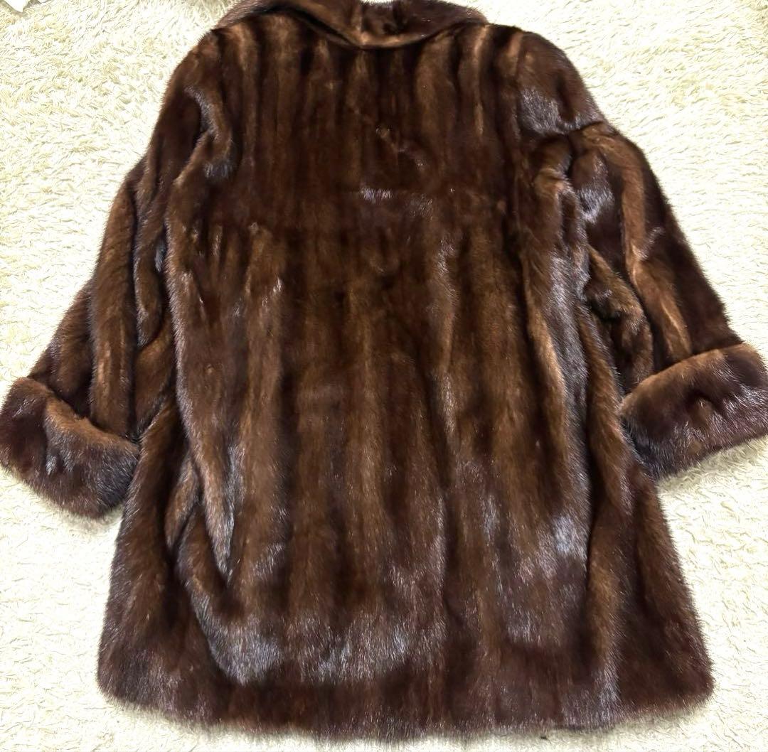 最高級　エンバ　リアルミンクファーコート　ブラウン　本毛皮