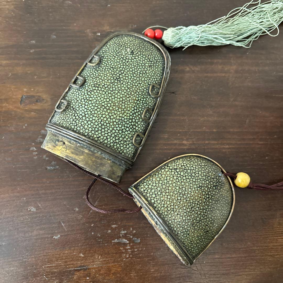 李朝時代後期 眼鏡匣 鮫皮　朝鮮王朝　アンティーク　韓国骨董　古道具　清朝