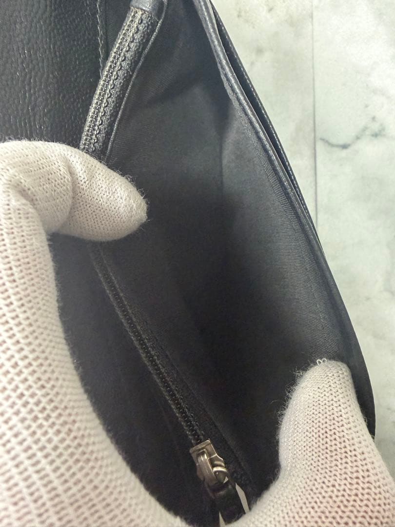 CHANEL ブラック キャビアスキン 長財布 シリアル18番台 一致 Gカード