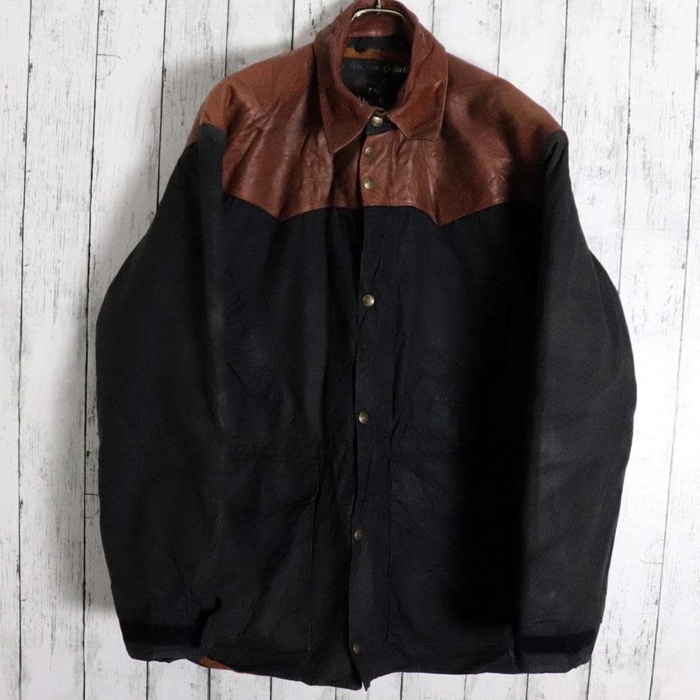 USA製 Schaefer 本革切替 オイルドコットン ウエスタンコート