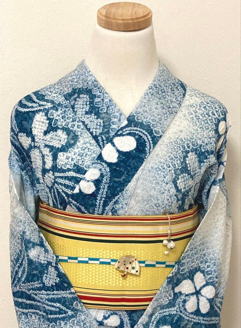 有松絞り　浴衣　スミレ　裄66.5cm 美品