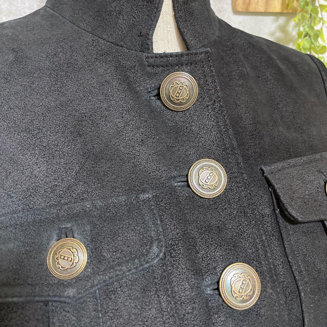 【Otto】オットー レザージャケット 豚革 本革 スタンドネック 黒 ボタン