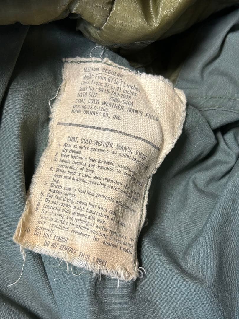 【珍品】アメリカ軍 M65フィールドジャケット 移行期 グレーライナー M-R