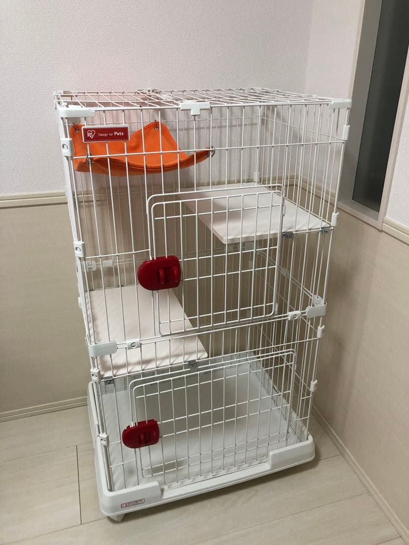 キャットケージ 2段　ホワイト　アイリスオーヤマ
