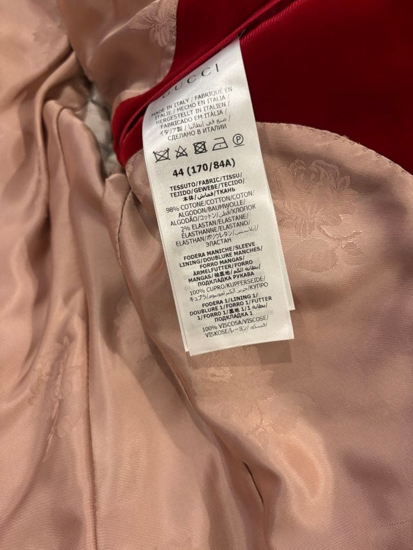 GUCCI アレッサンドロミケーレ2021AW ベルベットジャケット 44 赤