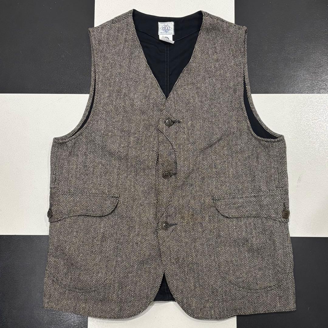 美品 ポストオーバーオールズ ロイヤルトラベラー ツイード ヘリンボーン ベスト